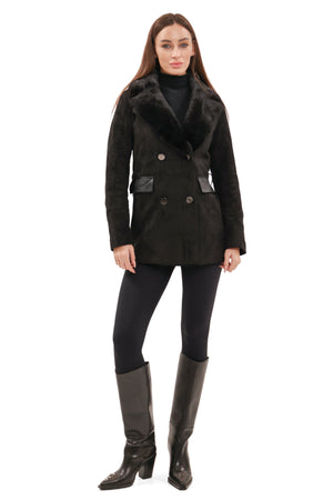 Genuine mink fur eco suede coat parka by Alaska® Outerwear Company featuring a plush fur collar and tailored fit.