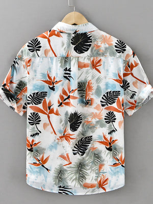 Men's Plus Size Printed Short Sleeve Button-Up Shirt - Farnelli