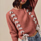 SO ME Checkered Plaid Tape Lace Up Ribbed Sweater - Farnelli