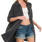Zenana Washed Double Gauze Button Down Shirt Dress - Farnelli