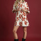 Umgee Two Tone Floral Tie-Neck Babydoll Dress - Farnelli