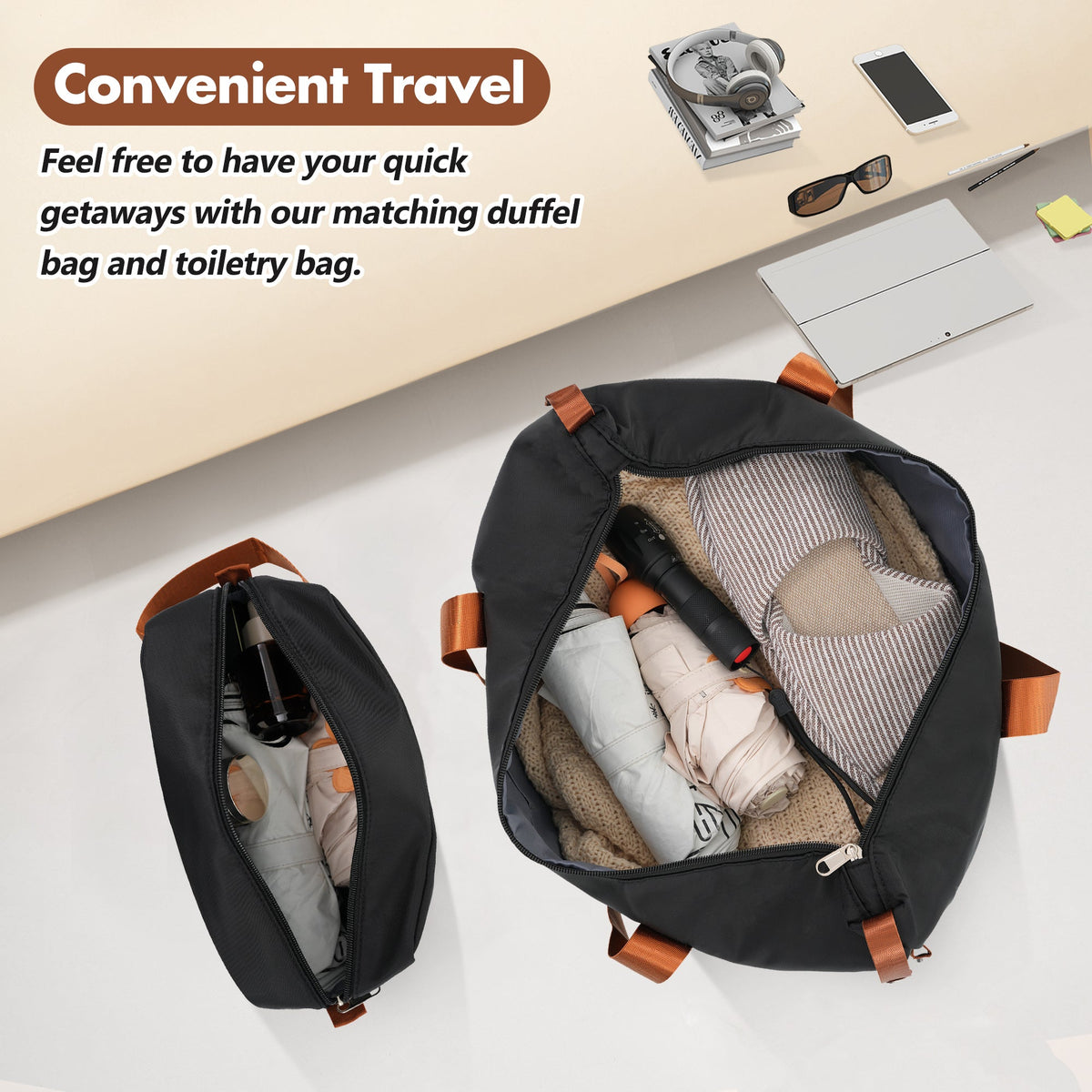 HouseOfZazla lightweight hardshell luggage set in black and white with TSA lock and hard case design