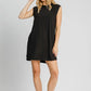 Umgee Round Neck Sleeveless High-Low Curved Hemline Mini Dress - Farnelli