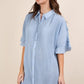 VERY J Pleated Detail Button Down Mini Dress - Farnelli