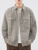 Men's Plus Size Plaid Button Up Long Sleeve Shirt - Farnelli