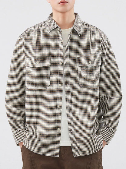 Men's Plus Size Plaid Button Up Long Sleeve Shirt - Farnelli