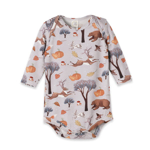 Forest Frolic Baby Bodysuit - Bamboo Autumn