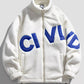 Men's Full Size Fleece Letter Graphic Zip Up Jacket Plus Size - Farnelli