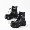 Lace Up Platform Boots - Black