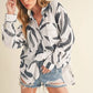 Aemi + Co High-Low Printed Button Up Long Sleeve Shirt - Farnelli