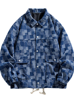 Men's Full Size Snap Down Denim Jacket Plus Size - Farnelli