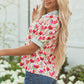 Romy Floral Striped Patchwork Collared Short Sleeve Blouse - Farnelli