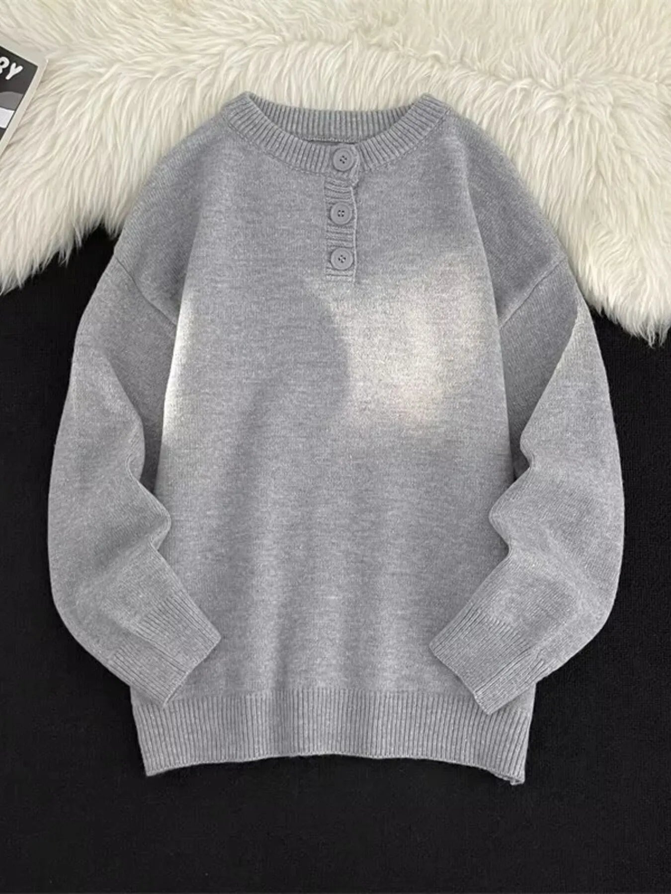 Men's Button Detail Long Sleeve Sweater - Farnelli