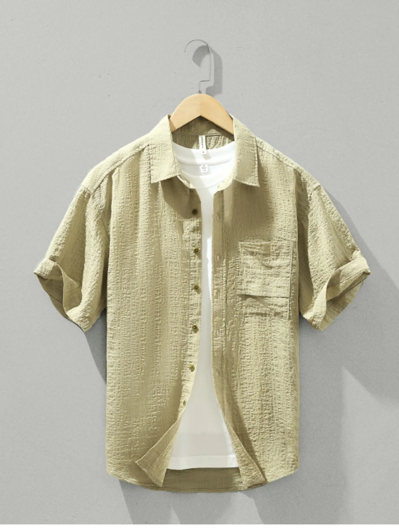 Men's Plus Size Textured Short Sleeve Casual Shirt - Farnelli