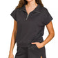 Zenana Scuba High Neck Half Zip Top and Dolphin Shorts Set - Farnelli