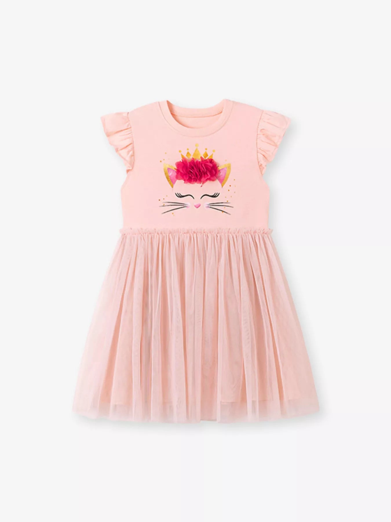 Children's Ruffled Sleeve Tulle Dress - Farnelli