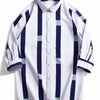 Men's Plus Size Striped Print Casual Shirt - White Blue Bar