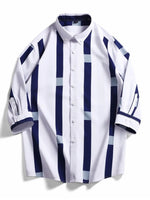 Men's Plus Size Striped Print Casual Shirt - Farnelli