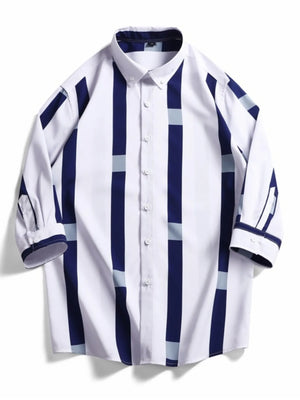 Men's Plus Size Striped Print Casual Shirt - Farnelli