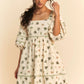 Davi & Dani Cactus Printed Poplin Contrast Piping Mini Dress - Farnelli