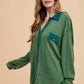 Annie Wear Waffle-Knit Mineral Washed Button Down Shirt - Farnelli
