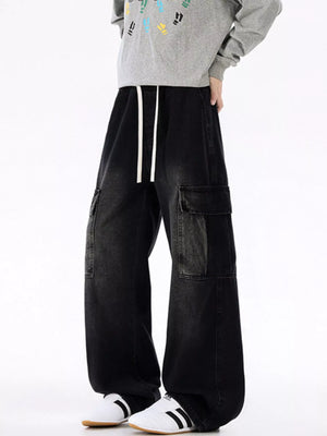 Men's Plus Size Wide-Leg Cargo Jeans - Farnelli