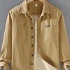 Men's Plus Size Button Up Long Sleeve Shirt - Khaki