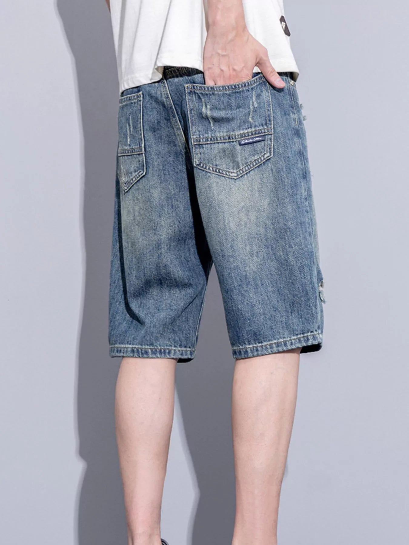 Men's Distressed Denim Shorts - Farnelli