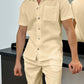 Men's Full Size Button Up Top and Shorts Set Plus Size - Farnelli