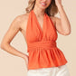 BiBi Back Open With Halter Neck Wrinkled Tank Top - Farnelli