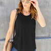 Basic Bae Full Size Round Neck Curved Hem Tank - Black
