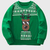 Children's Christmas Reindeer Graphic Crew Neck Sweatshirt - Dark Green