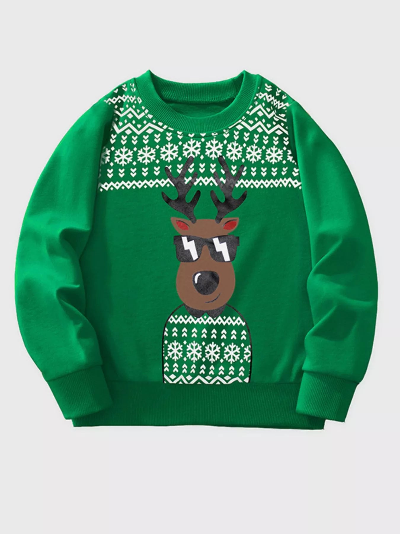 Children's Christmas Reindeer Graphic Crew Neck Sweatshirt - Farnelli