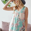 BiBi Multi Color Flower Printed Tank with Contrast Band - MINT/CREAM
