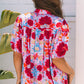 Mikaela Floral Bubble Sleeve Button Up Pleated Shirt - Farnelli