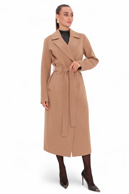 Justine Cashmere Blend Overcoat in Camel, 100cm