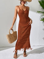 Openwork Scoop Neck Cover-Up Dress - Farnelli
