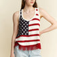 Jade By Jane Full Size American Flag Fringe Tank Top Plus Size - Farnelli