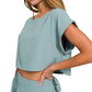 Zenana Heavy Woven Span Crop Tee & Skirt Set - Farnelli