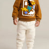 Children's Dinosaur Applique Crew Neck Sweatshirt - Brown