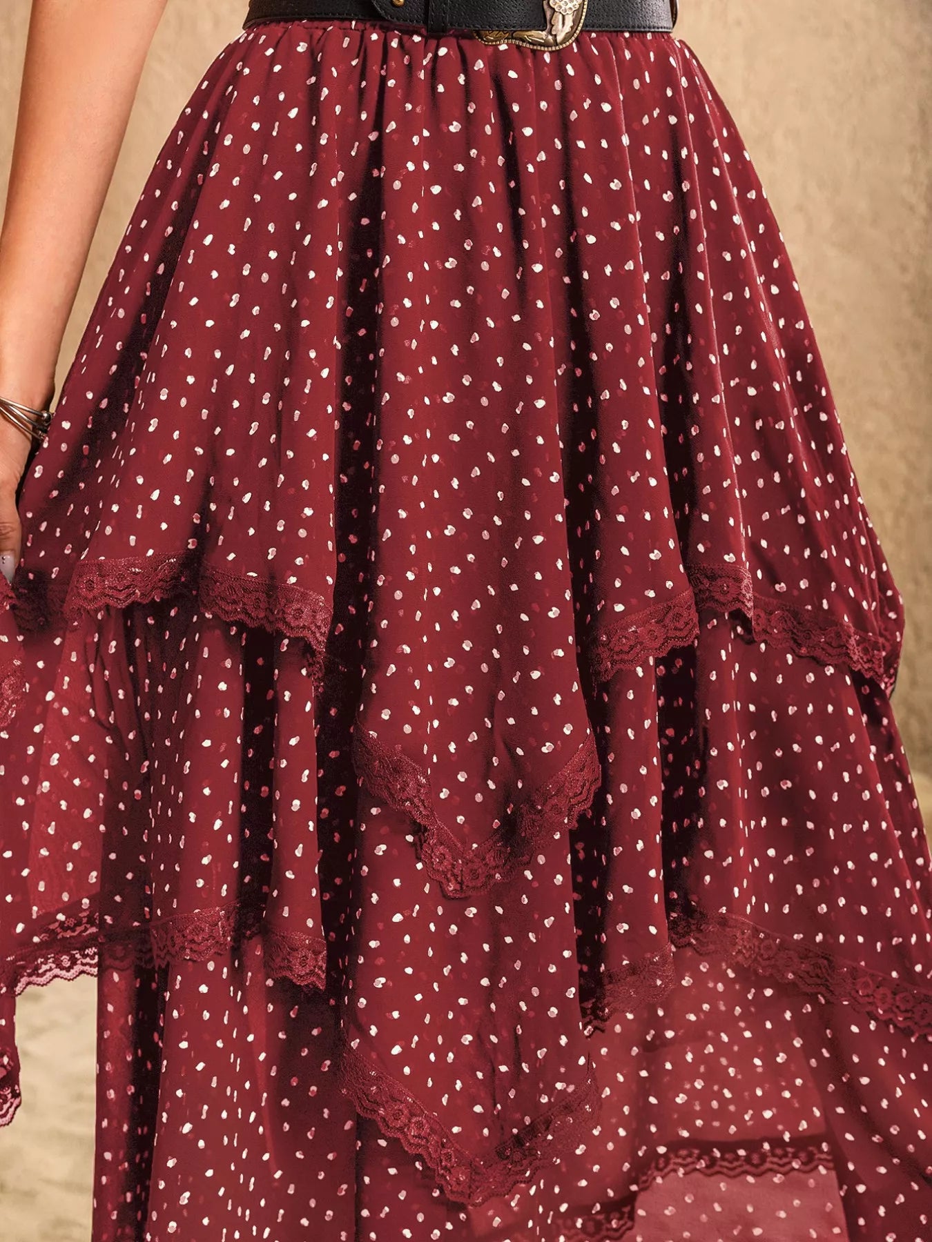 Lace Detail Layered Skirt - Farnelli