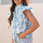 Tiana Floral Ruffle Sleeve Button Up - Farnelli
