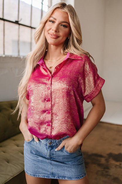 Amoura Metallic Sheen Buttoned Top - Farnelli