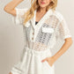 HYFVE Crochet Button Front Short Sleeve Romper - Farnelli