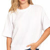 Zenana Double Knit Banded Bottom Short Sleeve Top - WHITE