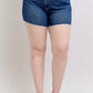 Judy Blue Full Size High Waist Criss-Cross Waistband Denim Shorts Plus Size - Farnelli