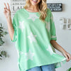 HOPELY Star Pattern Oversized Waffle T-Shirt - Light Green