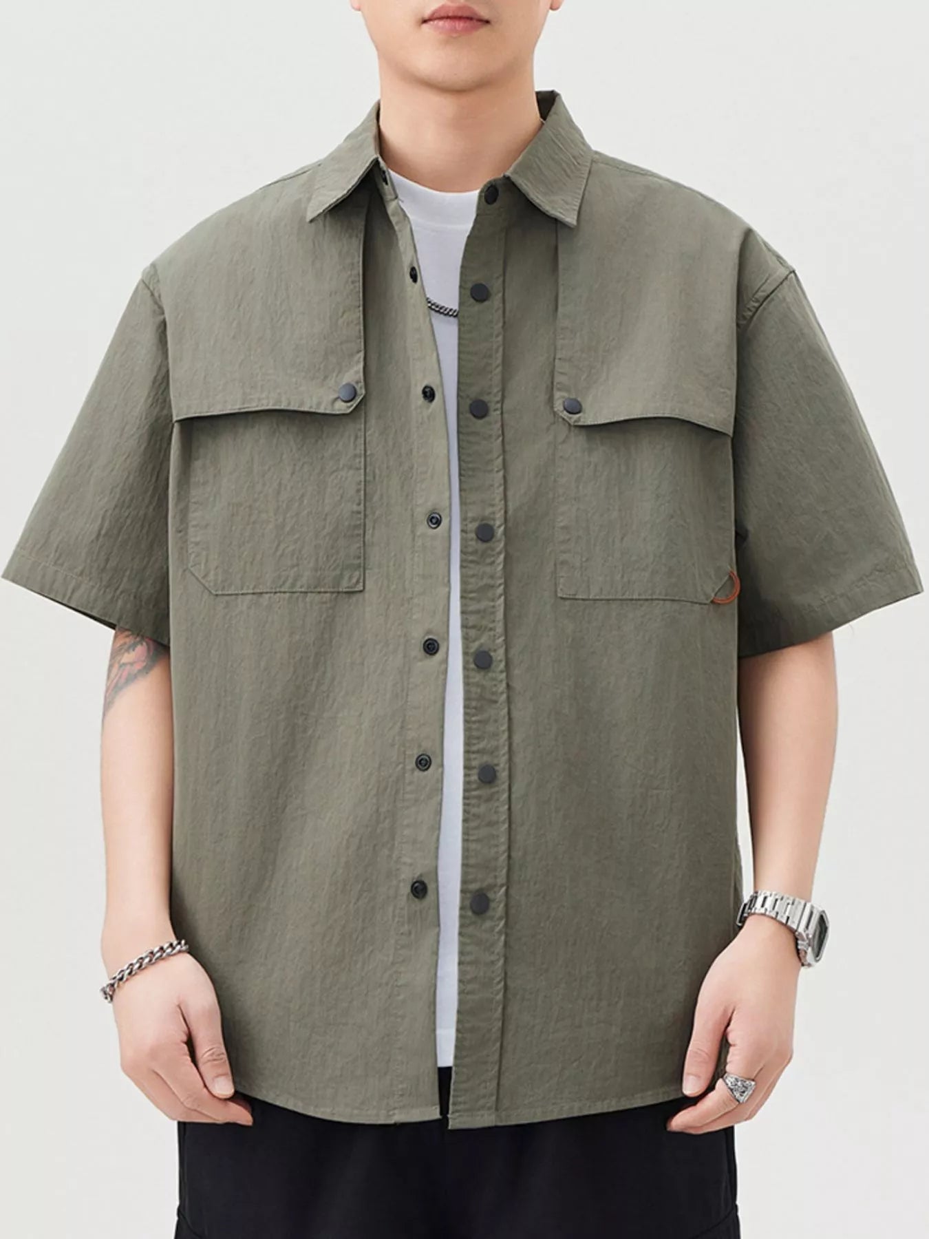 Men's Button Up Short Sleeve Shirt - Farnelli