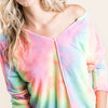 BiBi Long Sleeve Tie-Dye Terry T-Shirt - PASTEL TIE DYE