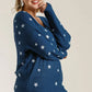 Umgee Full Size Star V-Neck Long Sleeve Sweater Plus Size - Farnelli